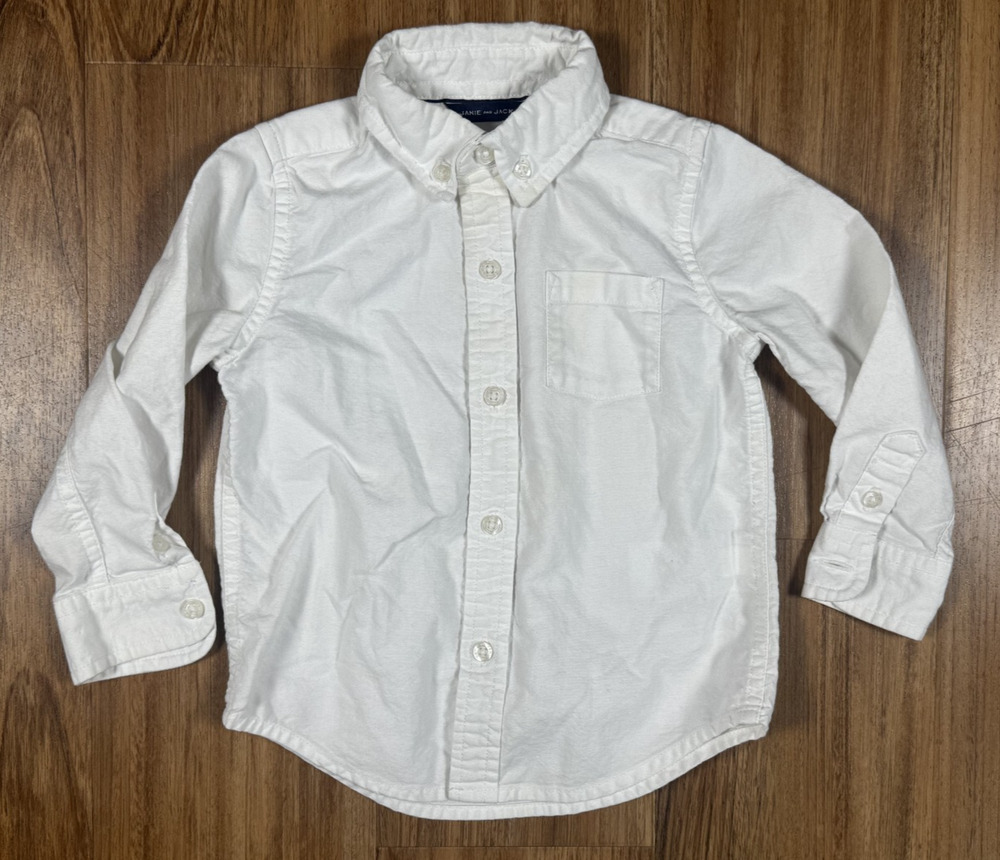 Janie & Jack White Button Up Long Sleeve Shirt - Size 18-24 Months